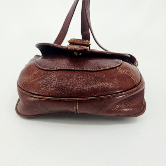 Vintage 80's David Dart Brown Pebbled Leather Crossbody Bag Purse Minimallist - Picture 7 of 16